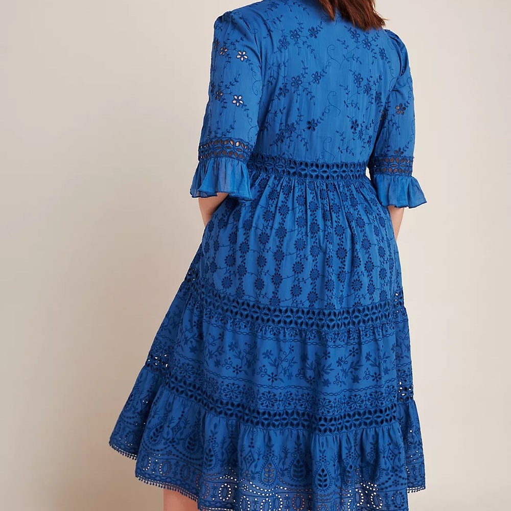 NWT Anthropologie Robin Tiered Eyelet Midi Dress - Picture 4 of 6